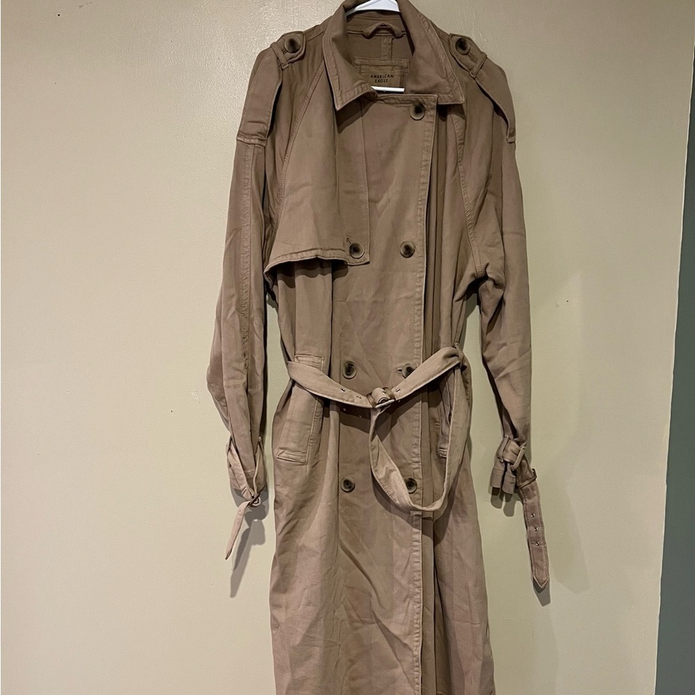 AE Dreamy Drape Tan Trench Coat Size XL - Picture 4 of 10